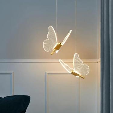 Imagem de EKROTOK Luminária Lustre Pendente 85-265V,Lustre de Borboleta com Sombra Acrílica, Luz led Regulável para Pendurar no Teto