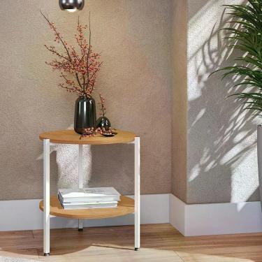 Imagem de Mesa De Centro Kappesberg Industrial Com 1 Prateleira Canela/branco 52cm X 47cm