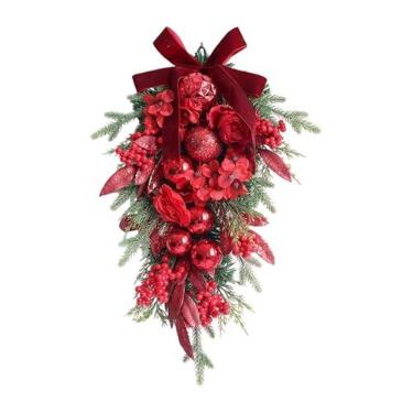 Imagem de oshhni Guirlanda de Natal em Formato de Lágrima, Decoração Natalina para Porta de Entrada, Enfeite para Pendurar em Escritório, Casamento, Festa em Casa