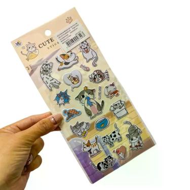 Imagem de Cartela de Adesivos 3D - Gatinhos - Adesivo Alto Revelo Fofo de Gato  