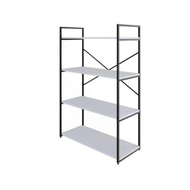 Imagem de Estante C/04 Prateleiras 118x80x33cm Yon Branco Tx/est.preta Branco Tx/est.preta