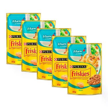 Imagem de Kit 5 Ração Úmida para Gatos Friskies Adultos Sabor Atum ao Molho em S