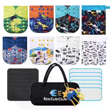 Imagem de Fraldas de Pano ECOCUBCLUB - Conjunto com 6 unidades, 3-15 kg, Lavávei