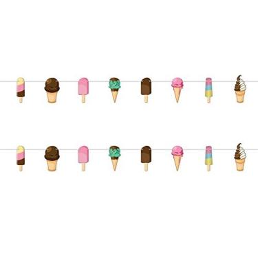 Imagem de Beistle 2 bandeiras de papel de cartolina de sorvete e picolé, decorações temáticas de verão, artigos de festa de aniversário, 18 x 137 cm, multicoloridas