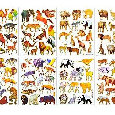 Imagem de Adesivo Wildlife autoadesivo metálico com glitter com tigre leão cervo búfalo zebra camelo canguru rinoceronte girafa javali urso lobo crocodilo morsa hippo macaco esquilo iguana papagaio (ST08-WILDLIFE)