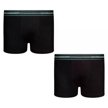 Imagem de Kit 2 Cuecas Boxer Infantil Lupo Box Criança Algodão Menino, Preto, G