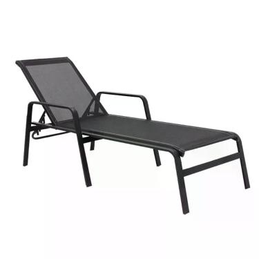 Imagem de Espreguiçadeira Para Piscina Reforçada Aluminio Tela Sling Preto