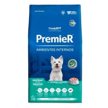 Imagem de RAÇÃO PREMIER AMBIENTES INTERNOS CÃES ADULTOS RAÇAS PEQUENAS (FRANGO E SALMÃO) 7,5 KG