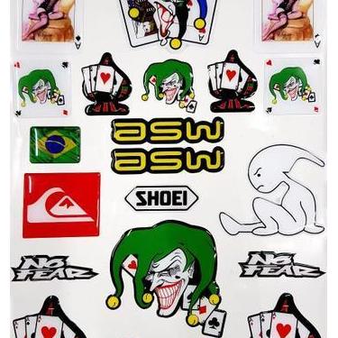 Imagem de Cartela De Adesivos Com Resina Palhaço -Joker Pinup Baralho - Resitank