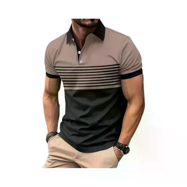 Imagem de Camisa Polo Listrada Masculina Casual E Fashion Verão 2025 Streetwear 