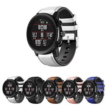Imagem de Pulseira Híbrida Couro e Silicone para Amazfit GTR 47mm - Samsung Galaxy Watch 46mm - Gear S3 Frontier - Gear S3 Classic - Marca Ltimports (Branco)