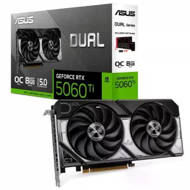 Imagem de Placa de Vídeo Asus Dual Geforce RTX 5060 Ti OC 8GB GDDR7 com Clock OC 2632MHz e Refrigeração Axial-tech