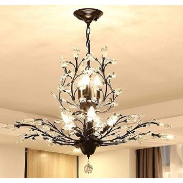 Imagem de Lustres de cristal Ganeed, luz pendente de luzes vintage 8, lustre de lustre de cristal K9, lustres de teto para a sala do quarto restaurante alpendre corredor (preto)