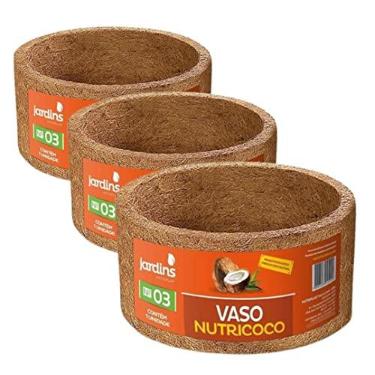 Imagem de Kit 3 Vaso Xaxim Nutricoco Fibra De Coco Natural Médio N03°