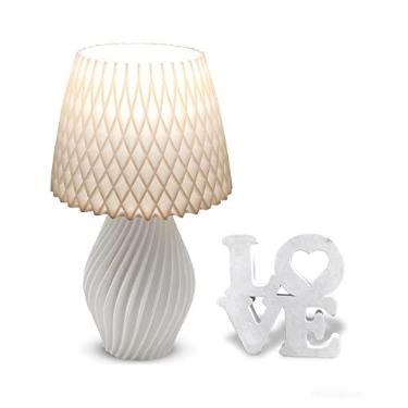 Imagem de Abajur/Luminária de Mesa - Quarto Mesa de Cabeceira e Palavra Love Decoração 3D (Branco)