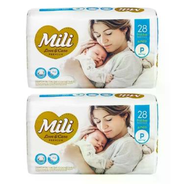 Imagem de Fralda Descartável Mili Love & Care Tamanho P - 2 Pacotes com 28 Unida