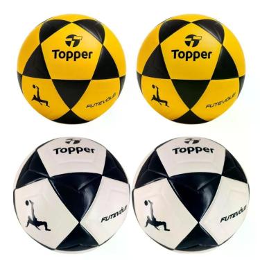 Imagem de Kit 4 Bola de Futevôlei R1 Oficial para Treino Jogo e Uso Diário Amarelo e Branco Topper