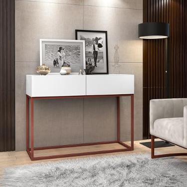 Imagem de Aparador Eros 90cm Comprimento Pés Em Metal Cobre Móvel Branco