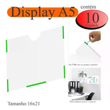 Imagem de 10 Display a5 expositor folhas quadro aviso parede PET HORIZ - INDÚSTR