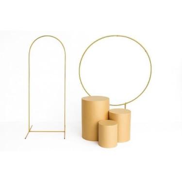 Imagem de Kit Painel Arco Bexiga com 3 Cilindros MDF – Decoração Festa Pegue e Monte Desmontável para Aniversário Casamento e Eventos