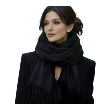 Imagem de Cachecol Pashmina Lenço Com Franja 190x70cm Toque Macio Para O Frio Ou