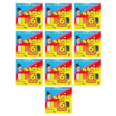 Imagem de Kit 10 Massinha De Modelar 6 Cores Magix 90g Multicolor