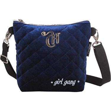 Imagem de Bolsa DMW Capricho Love 11317 Pochete 2 em 1 Lateral Pequena Veludo Azul
