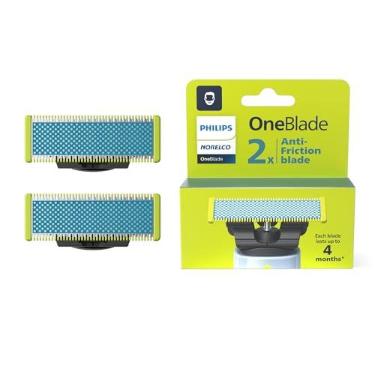 Imagem de Lâmina antifricção Philips Norelco OneBlade, lâmina de substituição genuína para barbeador e aparador elétrico OneBlade, aço inoxidável durável, acabamento, borda e barbear, pacote com 2, QP225/80