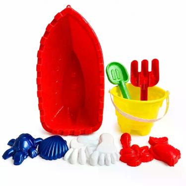 Imagem de Kit Brinquedo De Praia Infantil Barquinho Balde e Acessórios Cor:Verme