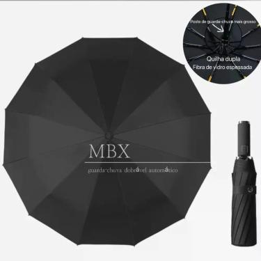 Imagem de Guarda Chuva Automático OEM Proteção Solar Blackout Dupla Quilha em Poliéster 33cm X 100cm Preto Adulto