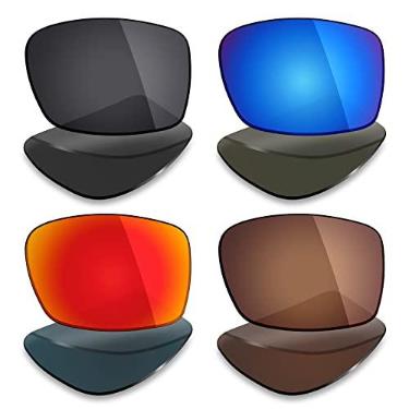 Imagem de Mryok 4 pares de lentes polarizadas de substituição para óculos de sol Costa Del Mar Reefton – preto furtivo/vermelho/azul gelo/marrom bronze