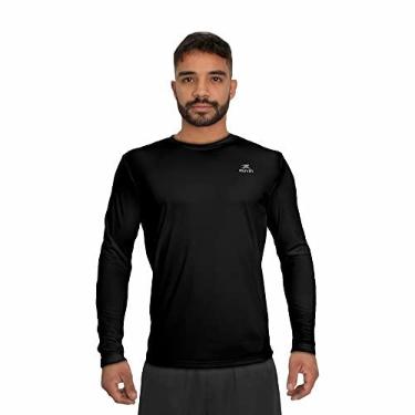 Imagem de Camisa Dry Basic LS Muvin – Manga Longa – Masculina – Proteção Solar UV50 – Para Academia – Treino Funcional – Pilates – Yoga – Corrida – Ginástica – Fitness – Caminhada – Secagem Rápida (G, Preto)