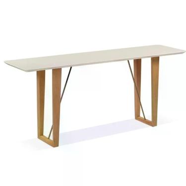 Imagem de Aparador Roma Univ 180 Cm Tampo De Madeira Amêndoa Com Vidro Colado Branco Base Metalizada Dourado