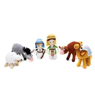 Imagem de Os pastores e animais do presépio em amigurumi