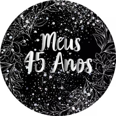 Imagem de Painel De Festa Redondo 1,50x1,50 - Fundo Preto Folhagens Efeito Brilh
