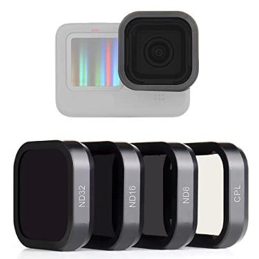 Imagem de SOONSUN Pacote com 4 filtros de lente CPL ND8 ND16 ND32 para GoPro Hero 12 11 10 9 preto, kit de filtro de lente polarizadora circular e densidade neutra para câmera GoPro Hero 9 10 11 12 preta