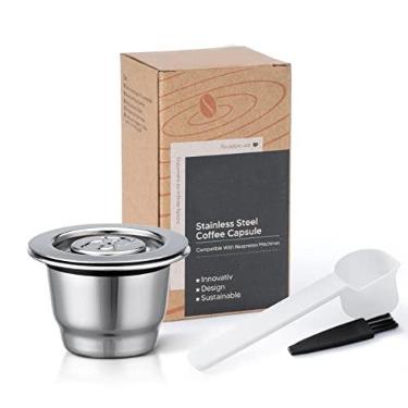 Imagem de Cápsulas de café recarregáveis de aço inoxidável da com acessórios compatíveis com filtros de café reutilizáveis da máquina Nespresso