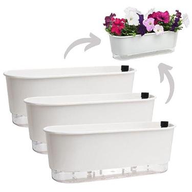Imagem de Kit 3 Vaso Auto Irrigável 5 Litros Jardineira Grande Branco Autoirrigável 40cm - Vaso Raiz