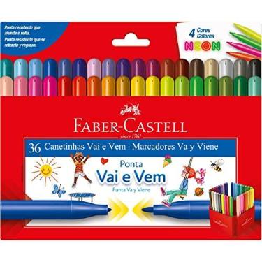 Imagem de Canetinha Hidrográfica, Faber-Castell, 15.0136VVZF, Vai E Vem, 36 Cores Neon, Cor: Multicor