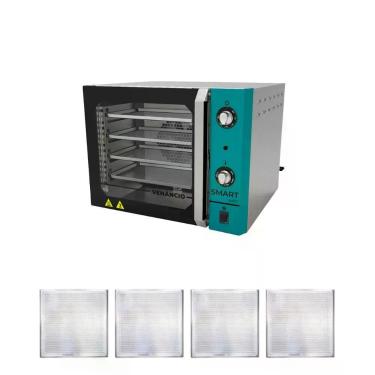 Imagem de Forno Turbo Elétrico de Convecção Metalúrgica Venâncio FCSB4E Inox 55L com 4 Assadeiras Turquesa 220V