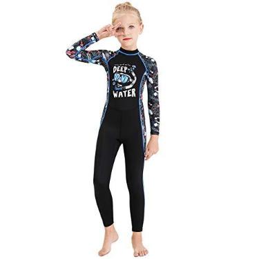Imagem de Maiô infantil de corpo inteiro, peça única, Rash Guard, manga comprida, roupa de banho para meninas, meninos, crianças, roupa de banho FPS 50+ proteção solar UV, secagem rápida para esportes aquáticos