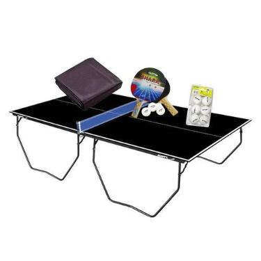 Imagem de MESA PING PONG COR PRETA MDP 15mm 1087 KLOPF + KIT 5055 + KIT 6 Bol. B