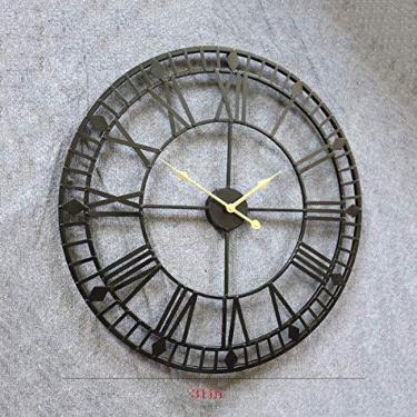 Imagem de Grande relógio de parede decorativo, 24"redondo Centurion Roman Numeral Hands Rústico estilo vintage decoração de casa relógio analógico de metal, 24 pol.