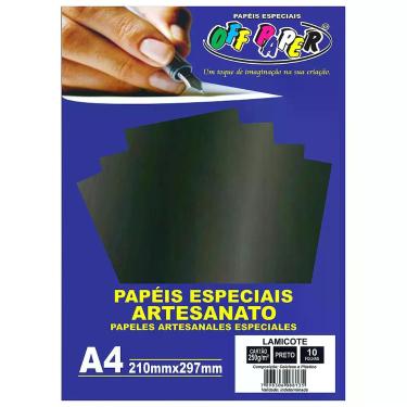 Imagem de Papel Lamicote A4 250g Laminado Off Paper com 10 Folhas -, Preto