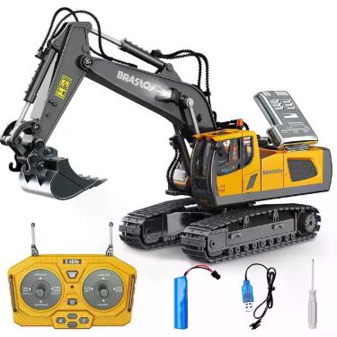 Imagem de Escavadeira de Controle Remoto Recarregável 2.4GHz com Cabine Que Gira 680 graus  Amarelo