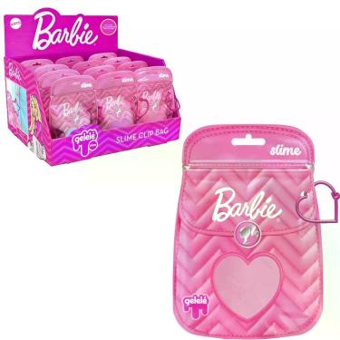 Imagem de Slime Infantil Clip Bag Barbie Rosa Coração com Bolsinha Clip Rosa 180g Gelelé