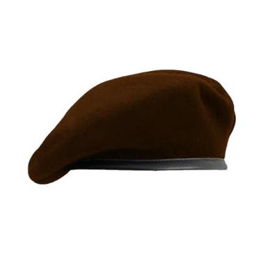 Imagem de Nawati Boinas estilo exército dos EUA, boinas militares britânicas de lã para homens, boinas femininas elegantes e vintage, Marrom escuro, Tamanho Único