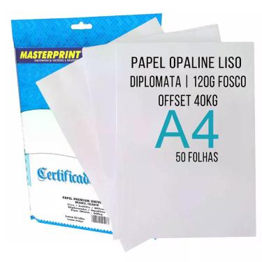 Imagem de Papel Offset Opaline Masterprint A4 120g 40kg Diplomata Branco Liso co
