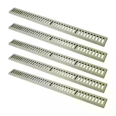 Imagem de Kit Ralo Grelha Linear 3293X5GDA Captação Águas Pluviais com Caixilho em Alumínio Bege GDA Industria e Distribuidora