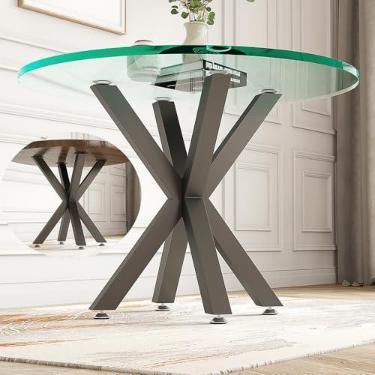 Imagem de HEONITURE Base de Mesa Moderna de Metal com Ventosas, para Mármore, Vidro e Madeira, 71 cm, Preta e Prata, 16 lbs